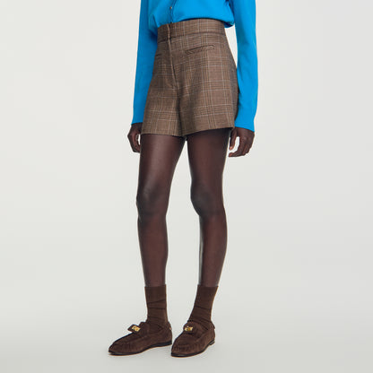 Finn Check wool shorts Taupe