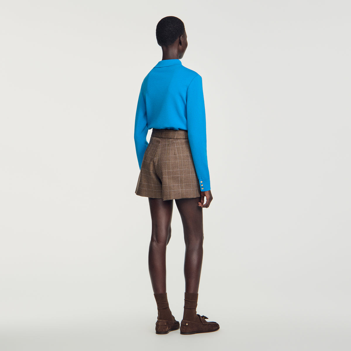 Finn Check wool shorts Taupe