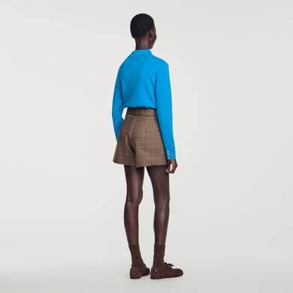 Finn Check wool shorts Taupe