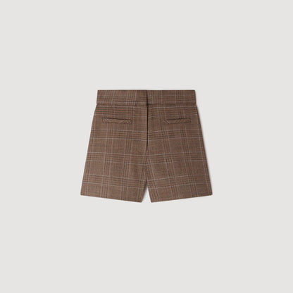 Finn Check wool shorts Taupe