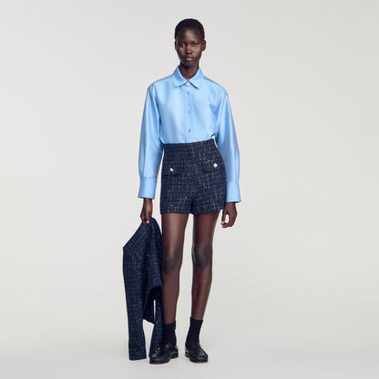 Oliva Decorative tweed shorts Blue