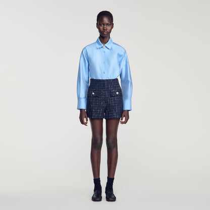 Oliva Decorative tweed shorts Blue