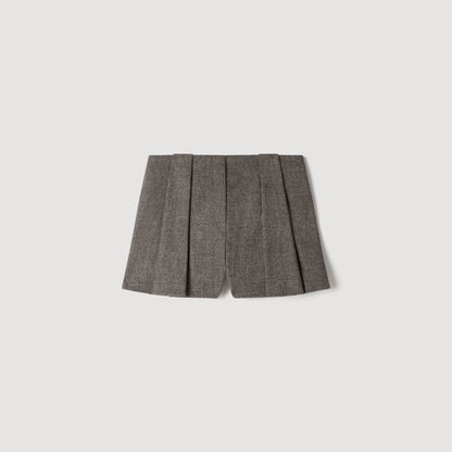 Nerina Houndstooth Wool Shorts Grey