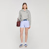 Avery Embroidered Split Neck Sweatshirt Grey