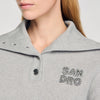 Avery Embroidered Split Neck Sweatshirt Grey