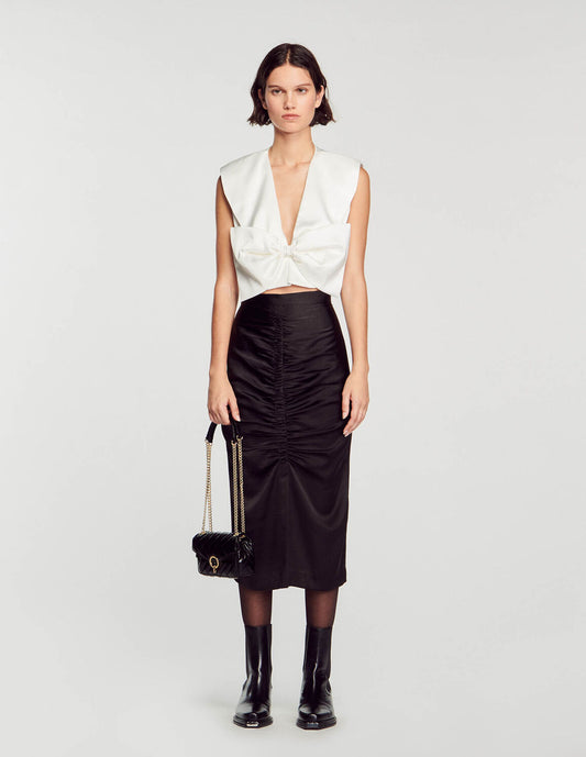 Passy Satin-Effect Crop Top White