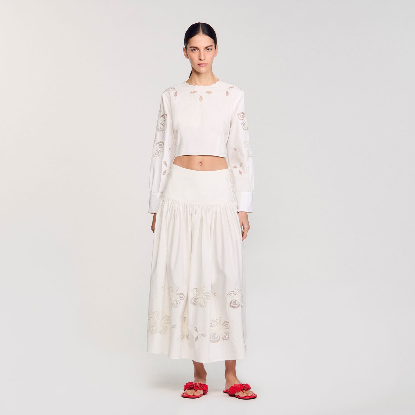 Donie Poplin Crop Top Ecru