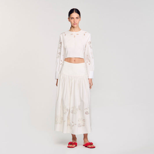Donie Poplin Crop Top Ecru