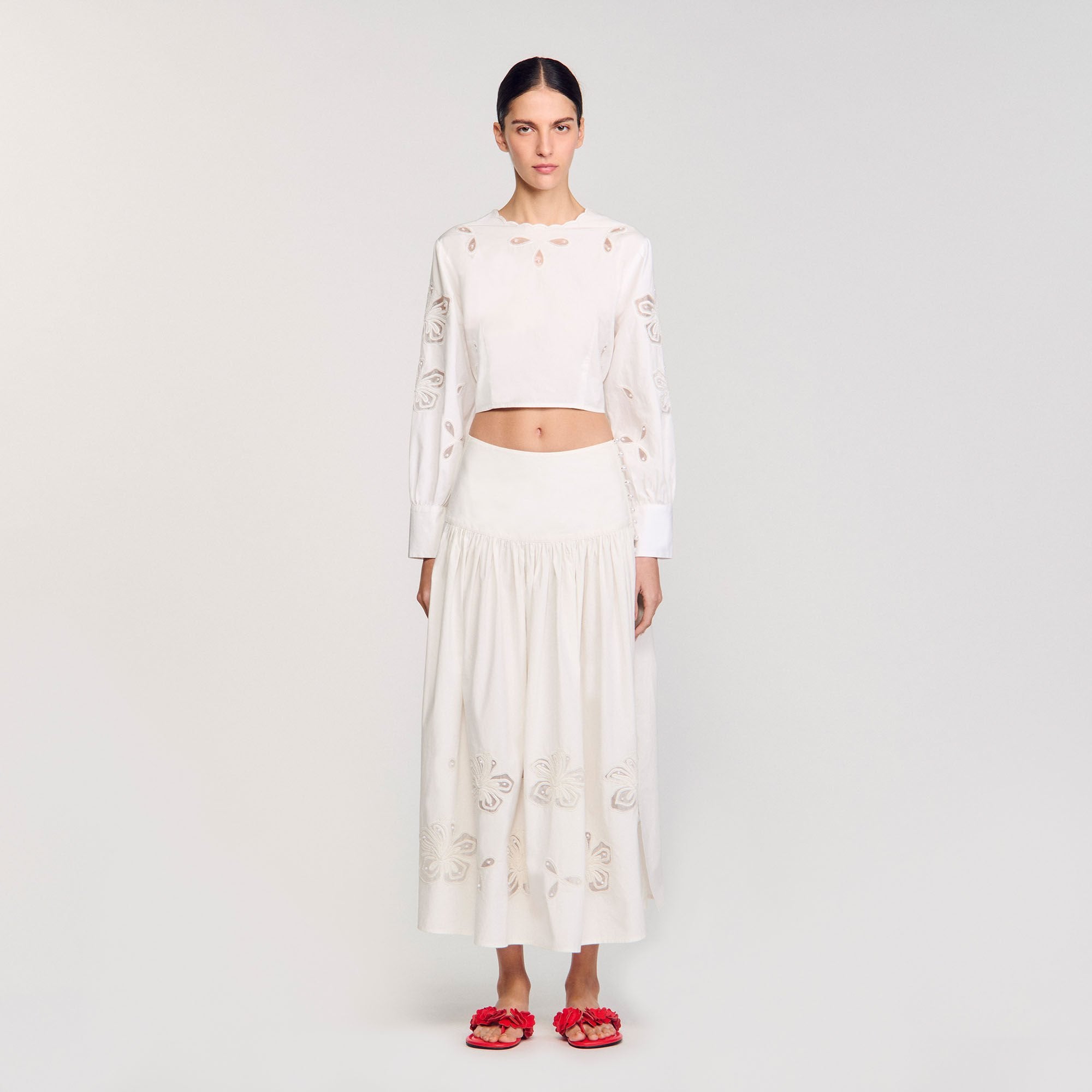 Donie Poplin Crop Top Ecru