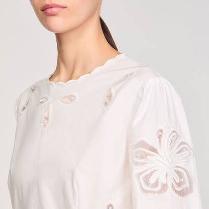 Donie Poplin Crop Top Ecru
