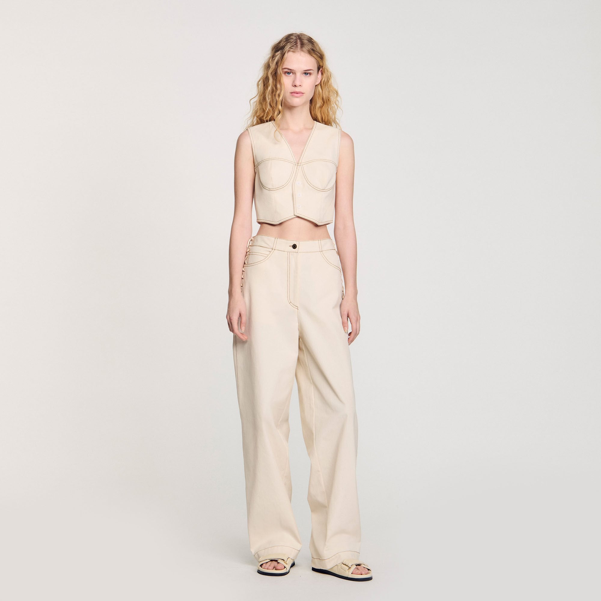 Leonie Denim Cropped Jacket Sand