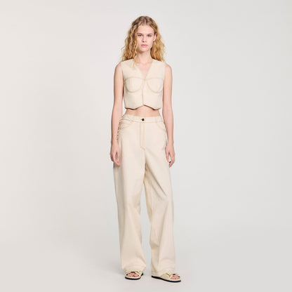 Leonie Denim Cropped Jacket Sand