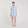 Azur Rhinestone Ruffle Top Sky Blue