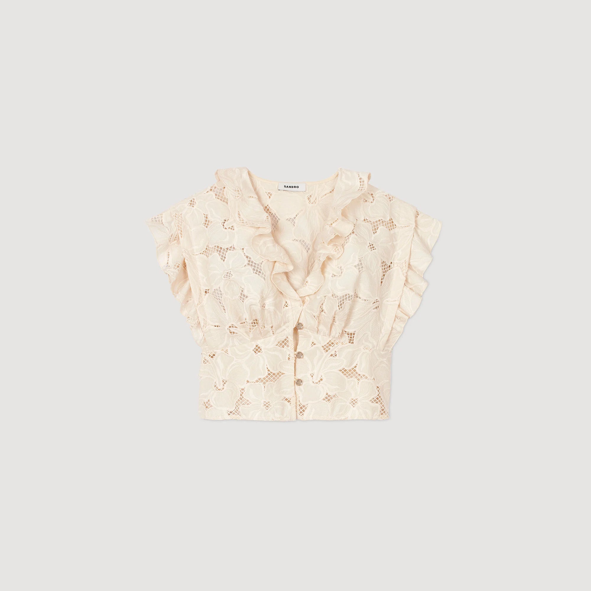 Orli Embroidered Crop Top Ecru