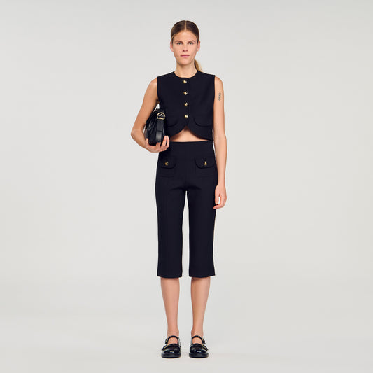 Aden Buttoned Crop Top Black