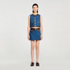 Portland Denim And Leather Top Dark Blue