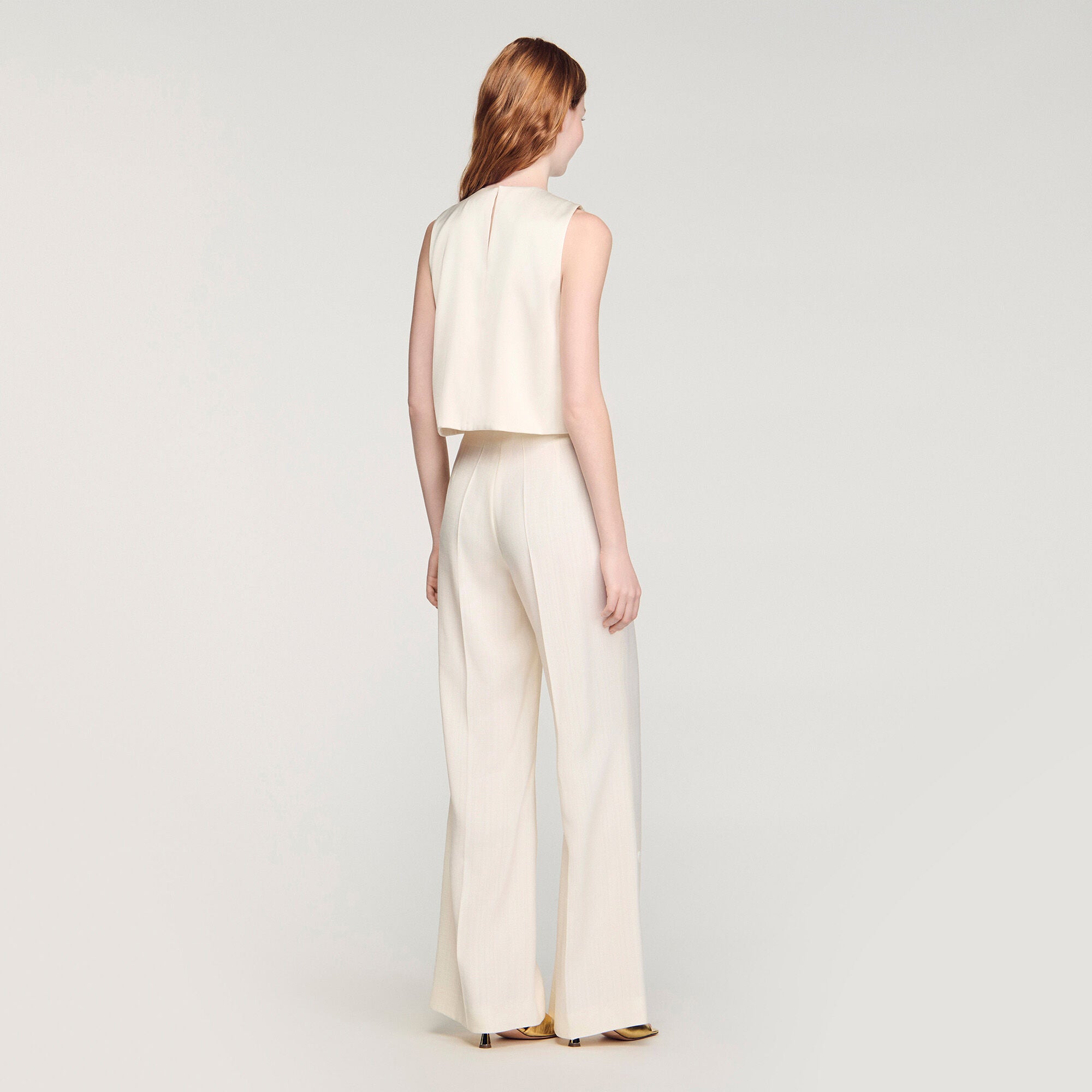 Neuilly Satin Bow Crop Top Ecru