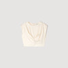 Boulogne Pleated Satin Crop Top Ecru