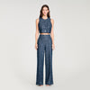Bellamy Sequin Crop Top Navy Blue