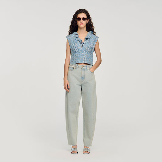 Iseo Sequin Top Blue