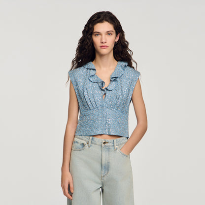 Iseo Sequin Top Blue