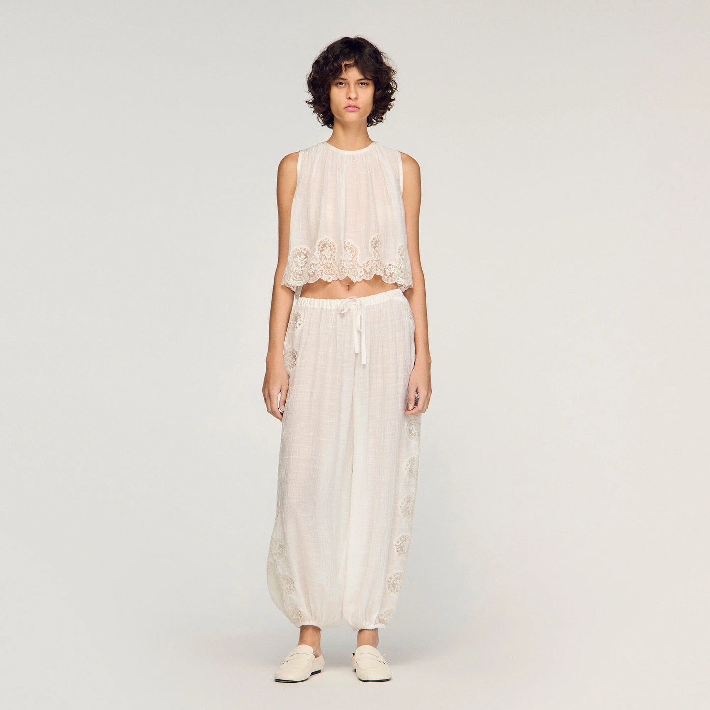 Ayana Crepon Crop Top White