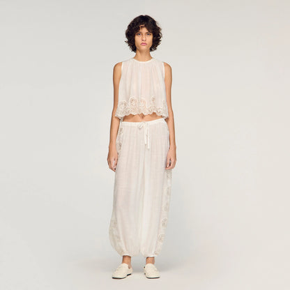 Ayana Crepon Crop Top White