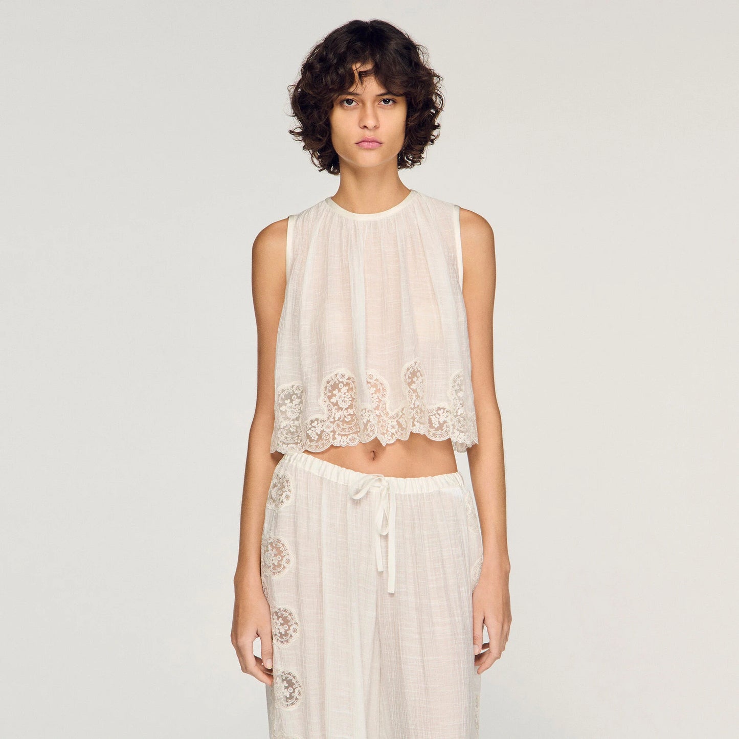Ayana Crepon Crop Top White
