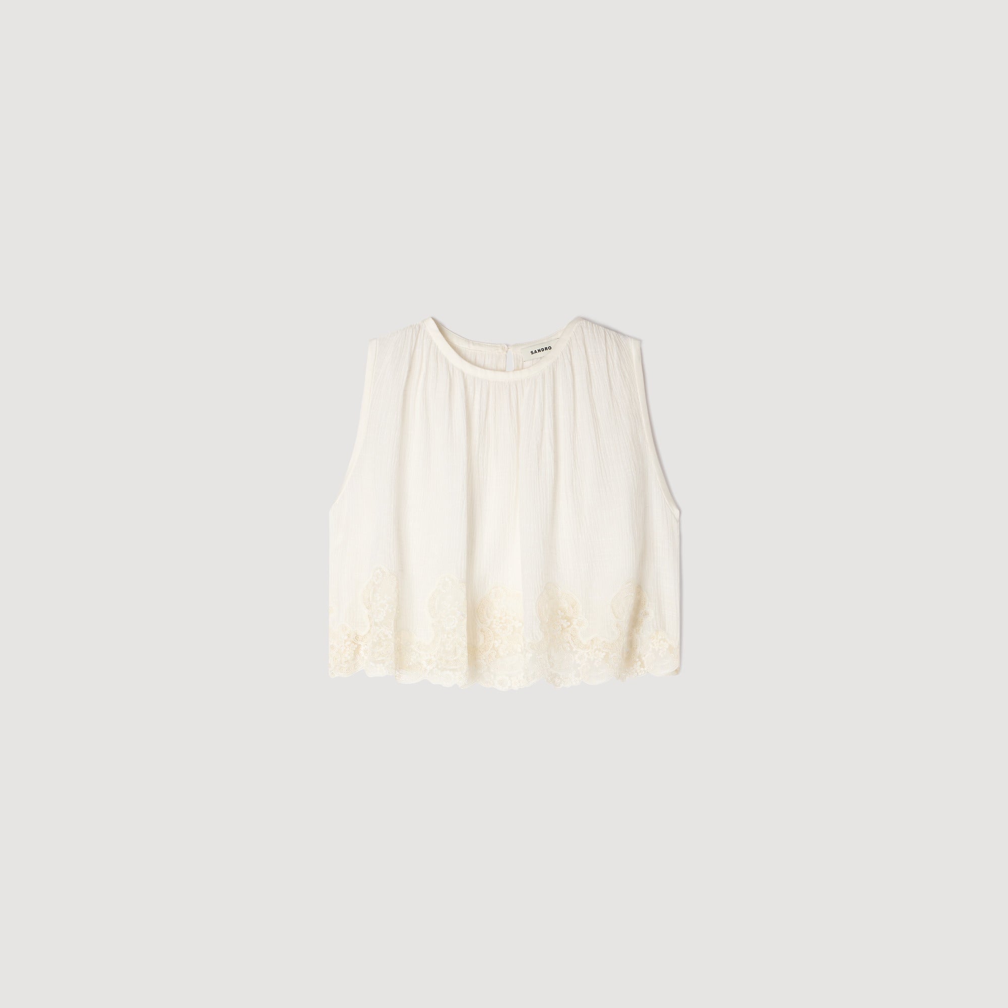 Crepon Crop Top White