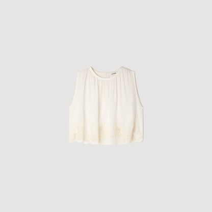 Crepon Crop Top White