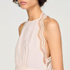 Bruna Cotton Crop Top With Lace Trim Light Pink