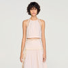 Bruna Cotton Crop Top With Lace Trim Light Pink