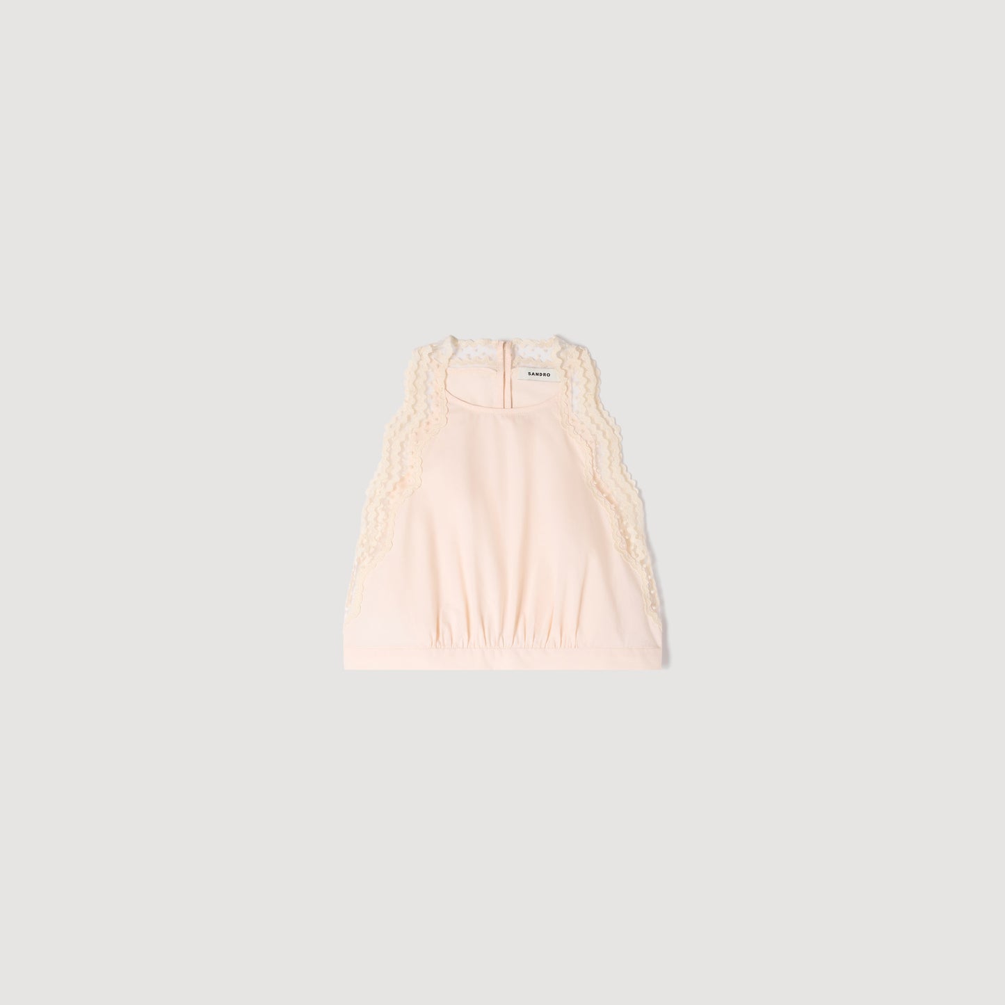 Bruna Cotton Crop Top With Lace Trim Light Pink