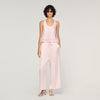 Nathalia Satin Top With Lace Light Pink