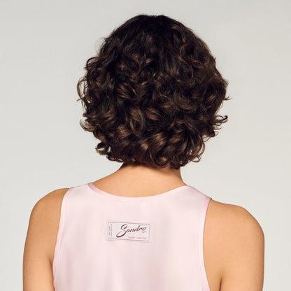 Nathalia Satin Top With Lace Light Pink