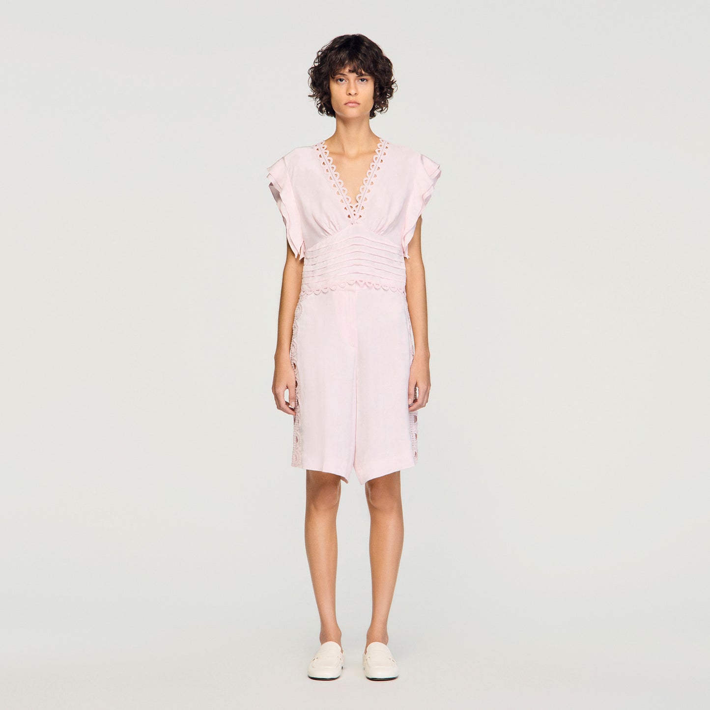 Danna Floral Jacquard Crop Top Pink