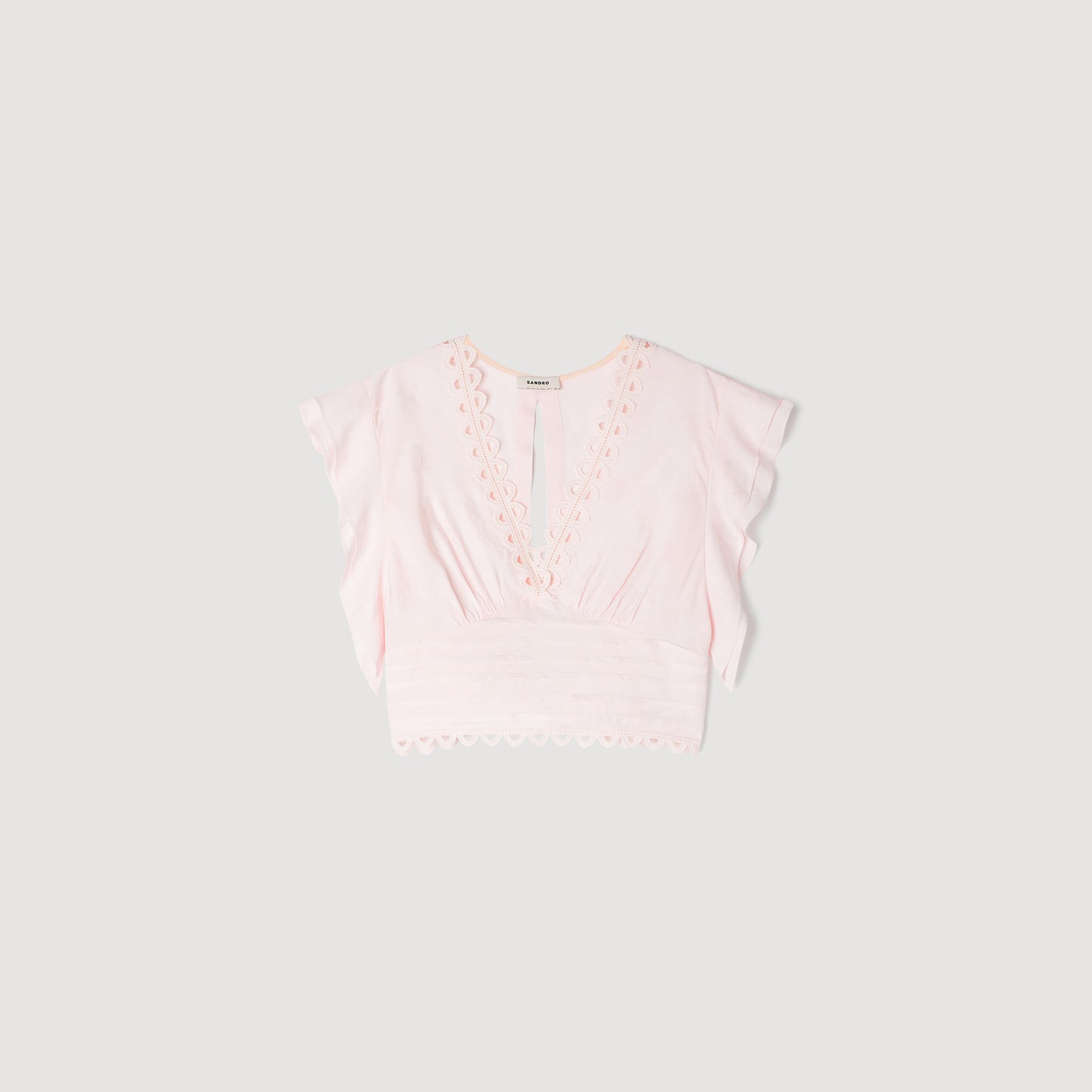 Danna Floral Jacquard Crop Top Pink