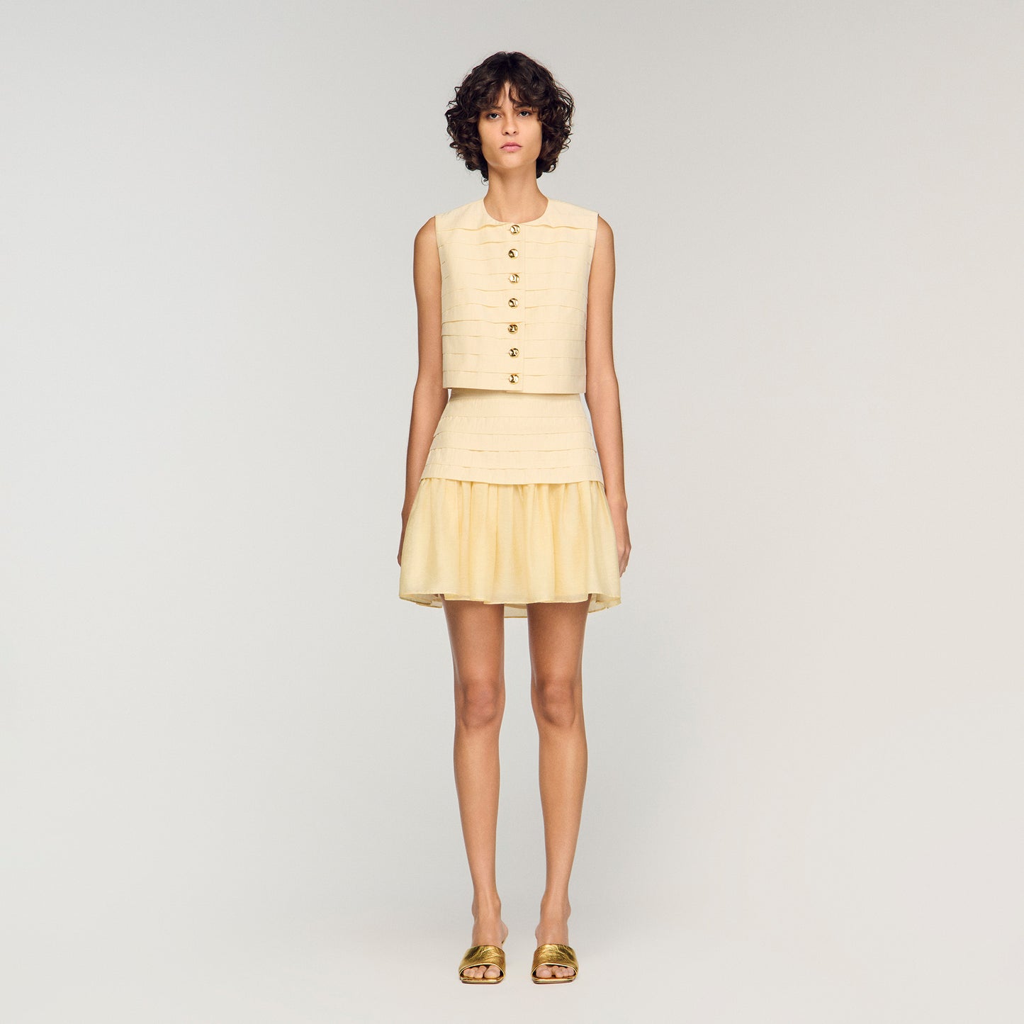 Pleated Crop Top Vanilla