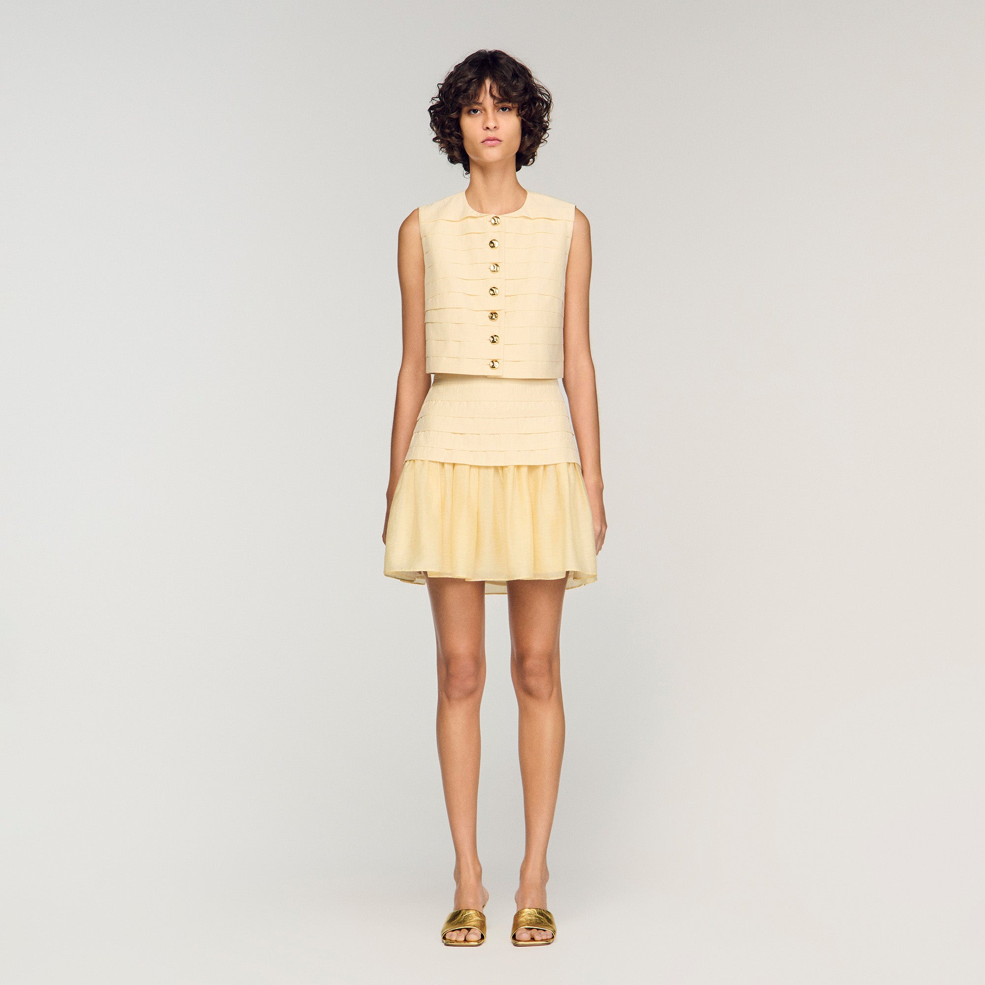 Pleated Crop Top Vanilla