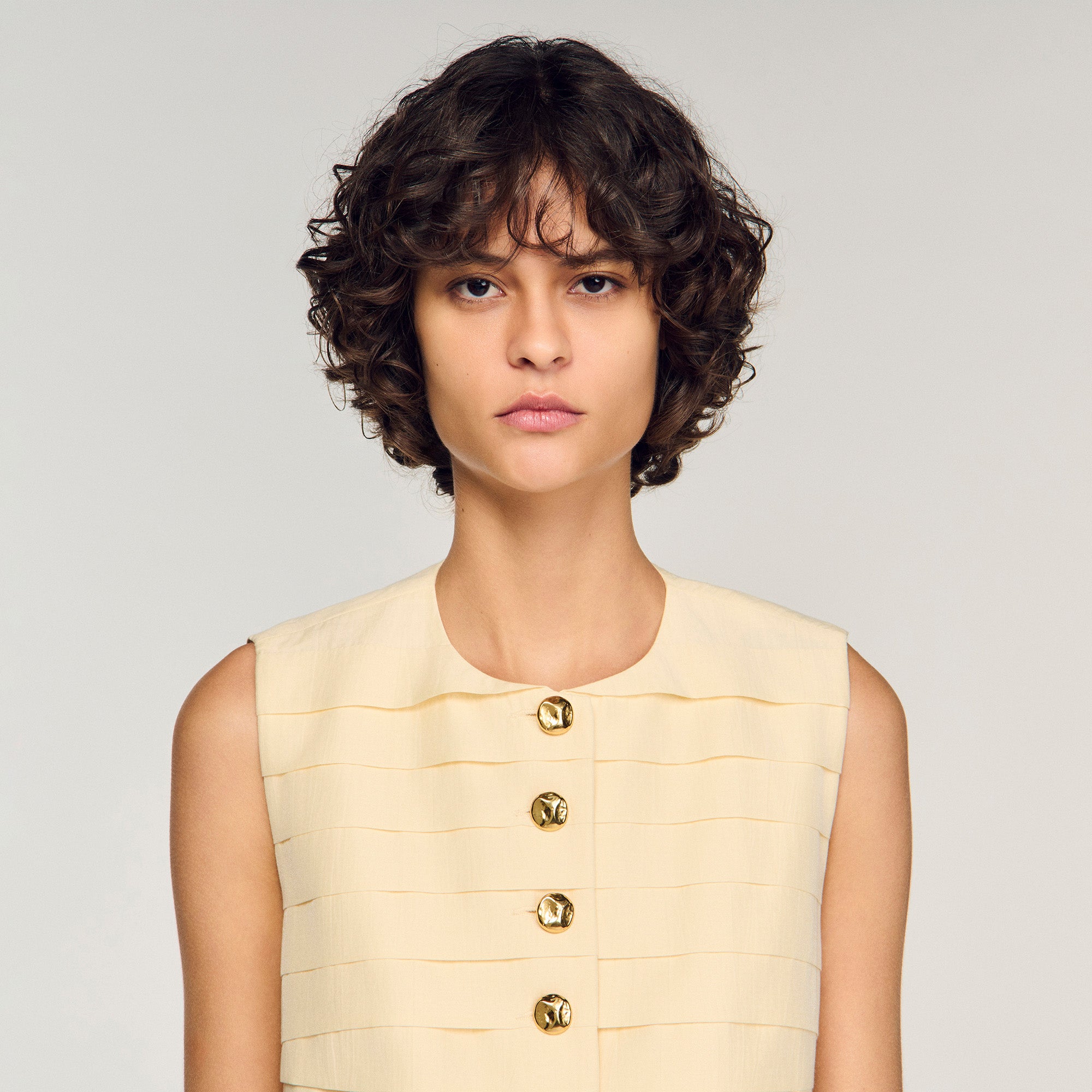 Pleated Crop Top Vanilla