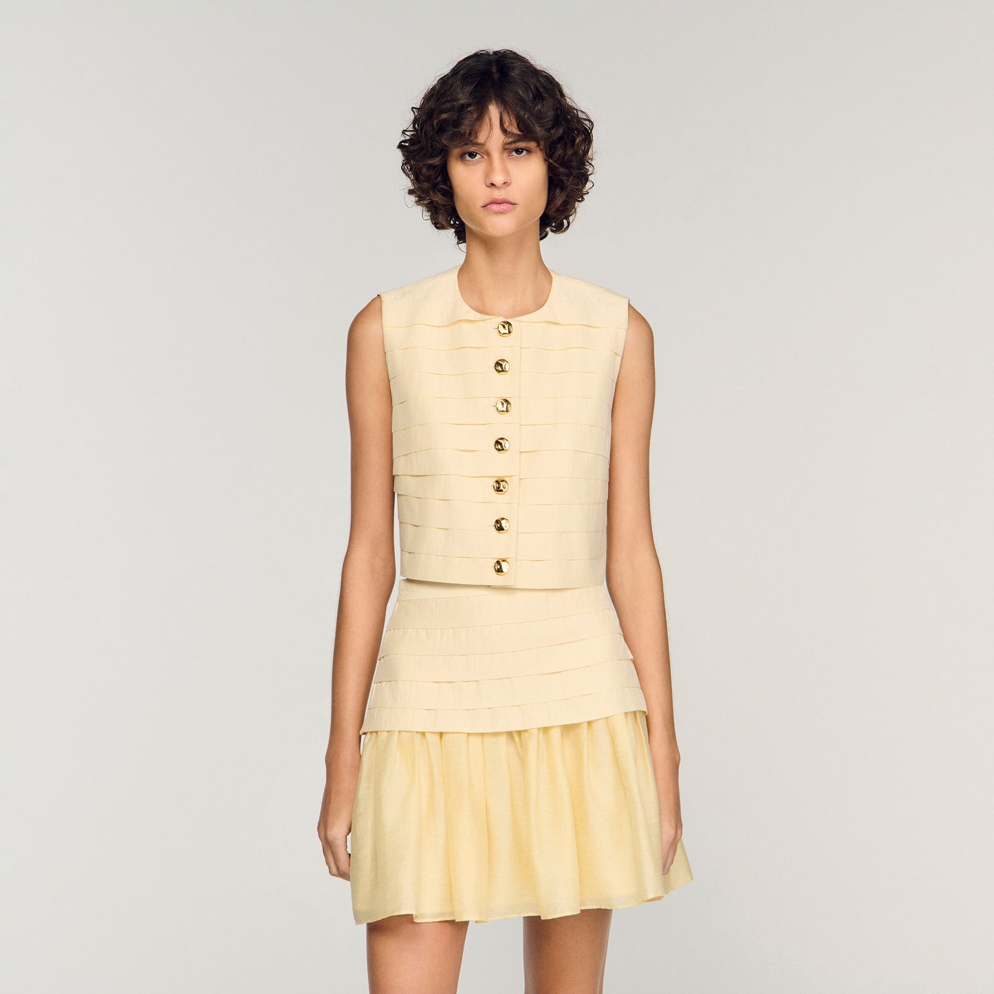 Pleated Crop Top Vanilla