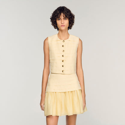 Pleated Crop Top Vanilla