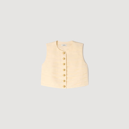 Kinsley Pleated Crop Top Vanilla