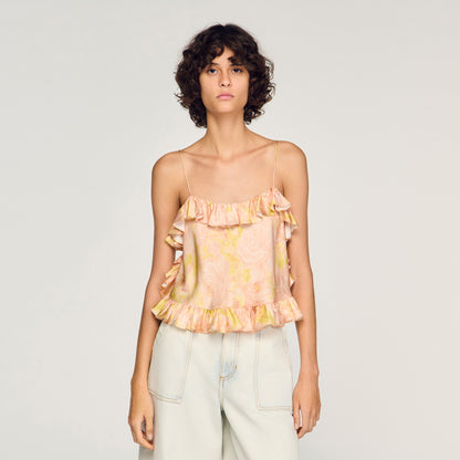 Provencal Flower Print Crop Top Pink / Green
