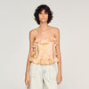 Provencal Flower Print Crop Top Pink / Green