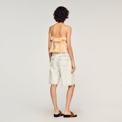 Provencal Flower Print Crop Top Pink / Green