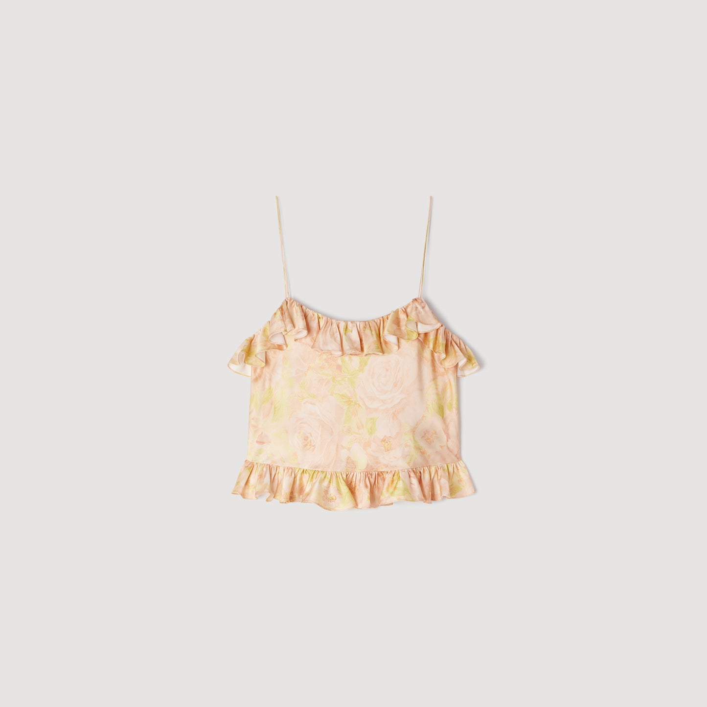 Provencal Flower Print Crop Top Pink / Green
