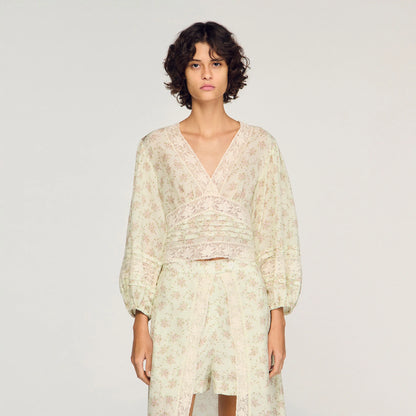 Davina Floral Crop Top Pink / Green