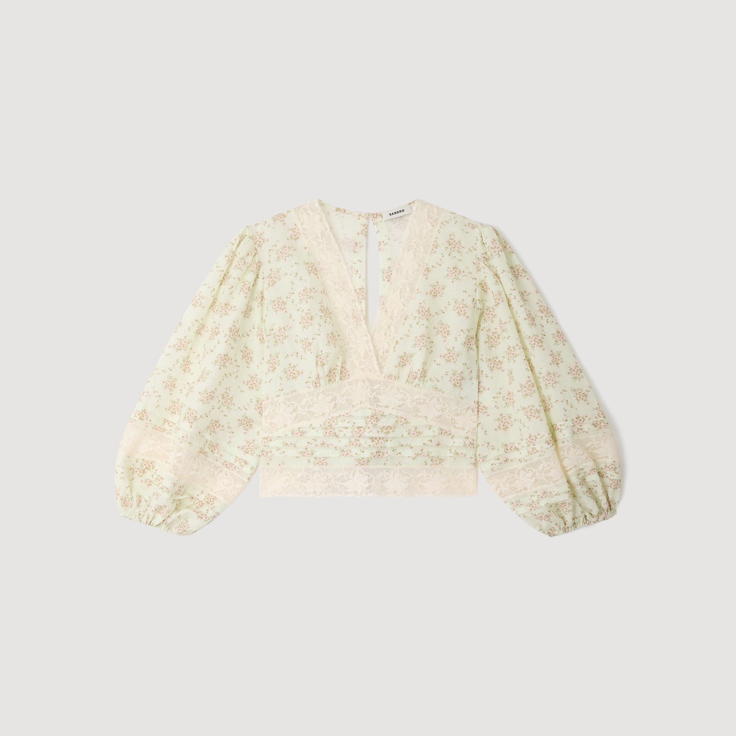 Floral Crop Top Pink Green