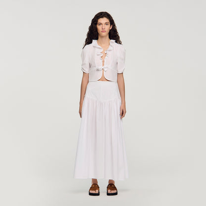 Aleo Ruffled Crop Top WHITE